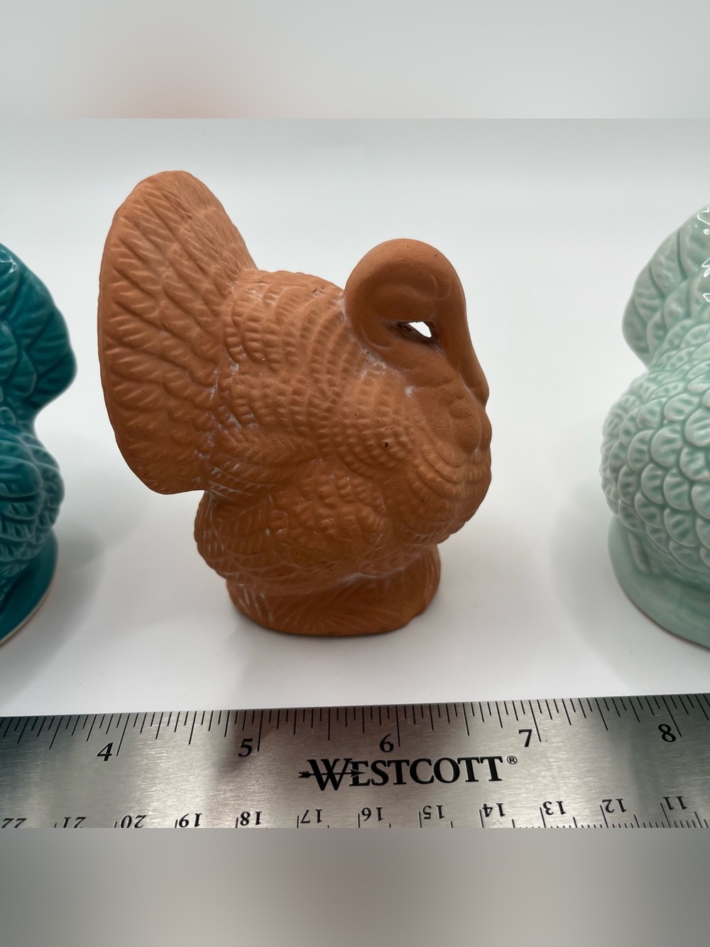 Ceramic Terracotta Thanksgiving Fall Turkey S & P Shaker Figurine Bundle of 3 - Picture 6 of 9
